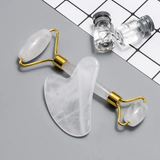 SKINROTH  Grade A+ Transparent Rose Quartz Luxurious Roller & Gua Sha Set 100% Original & IDT Certified.